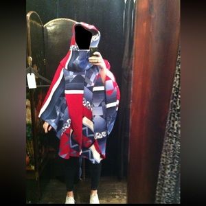 Lindsey Thornburg x Pendleton Supernova Mid-Length Cloak, Red/ Blue